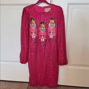 Judith March Fuchsia Christmas Pink Nutcracker Sequin Dress